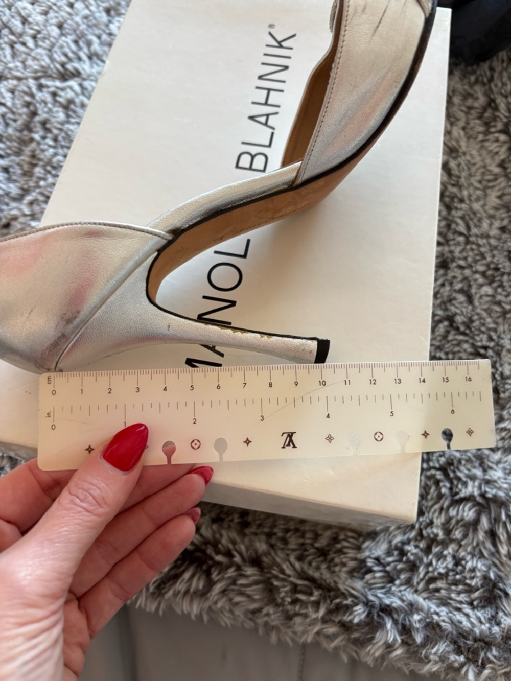 Manolo Blahnik Trolopado Silver Nappa Leather D'Orsay Pumps with Crystal Buckle. - Picture 6 of 15